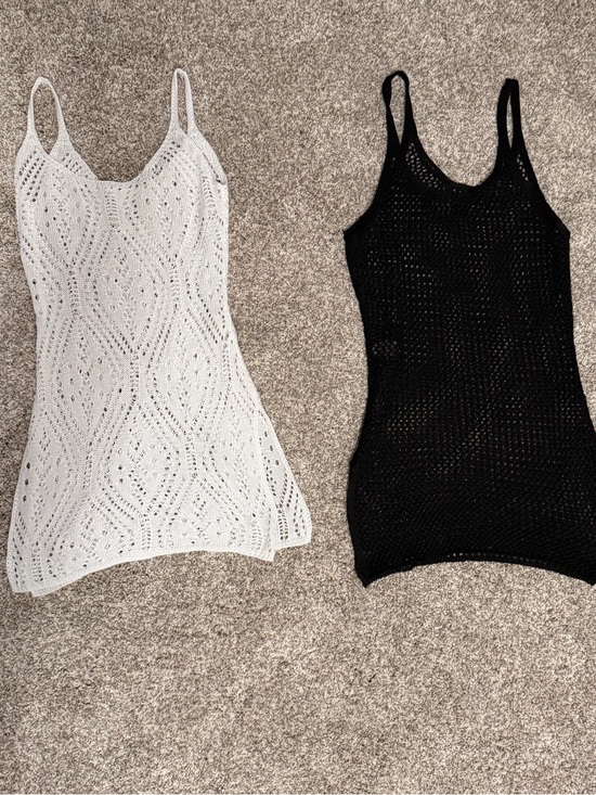 SHEIN Other - Crochet Tank Dress Coverups Pair - White & Black